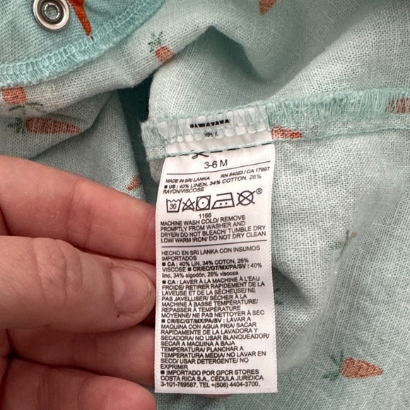 Old Navy Light Teal Baby One-Piece with Orange Carrot Print - Picture 4 of 5